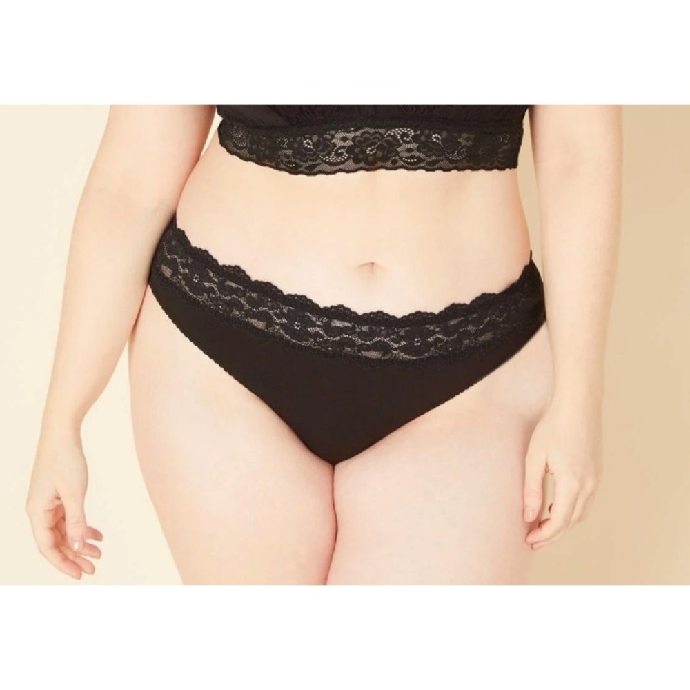 Cosabella Amore Love Low Rise Bikini‎ Lace Waist Black Panty 2X LOVEE0521P NEW